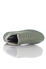 Green velvet-look leather sneakers - Image n°3