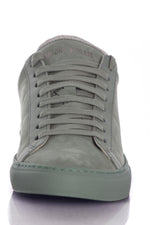 Green velvet-look leather sneakers - Image n°5