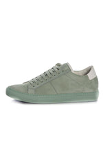 Green velvet-look leather sneakers - Image n°7