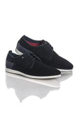 Navy blue suede derbies - Image n°1