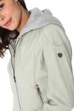 Distressed leather jacket with hood - Image n°6