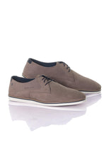 Navy taupe leather derbies - Image n°1