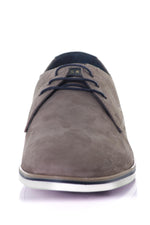 Navy taupe leather derbies - Image n°5