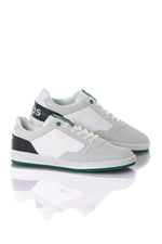 Men's white black green leather sneakers - Image n°1