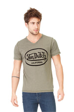 Khaki V-neck t-shirt - Image n°1