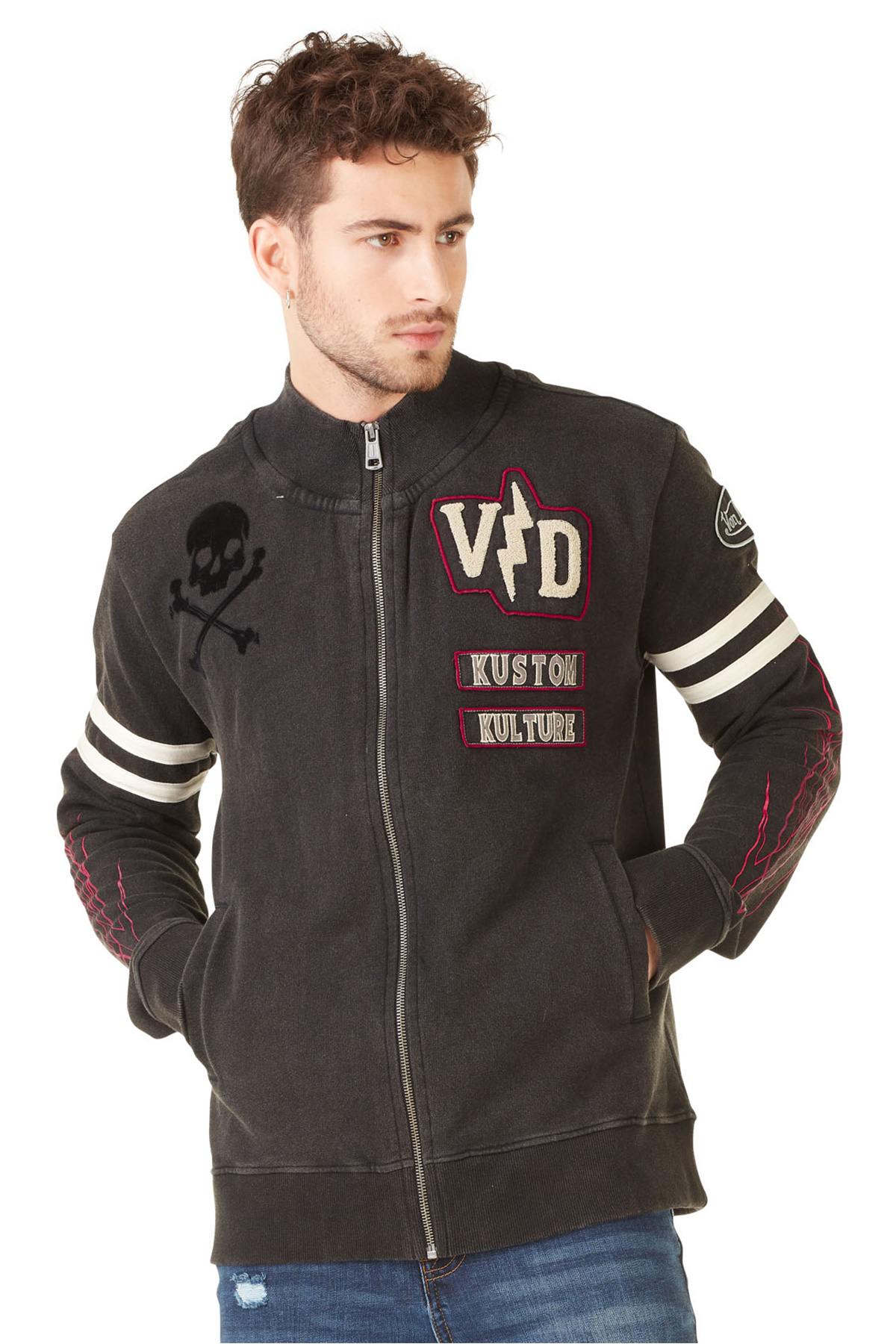 Zipped sweatshirt with embroidery and patch - Image n°2