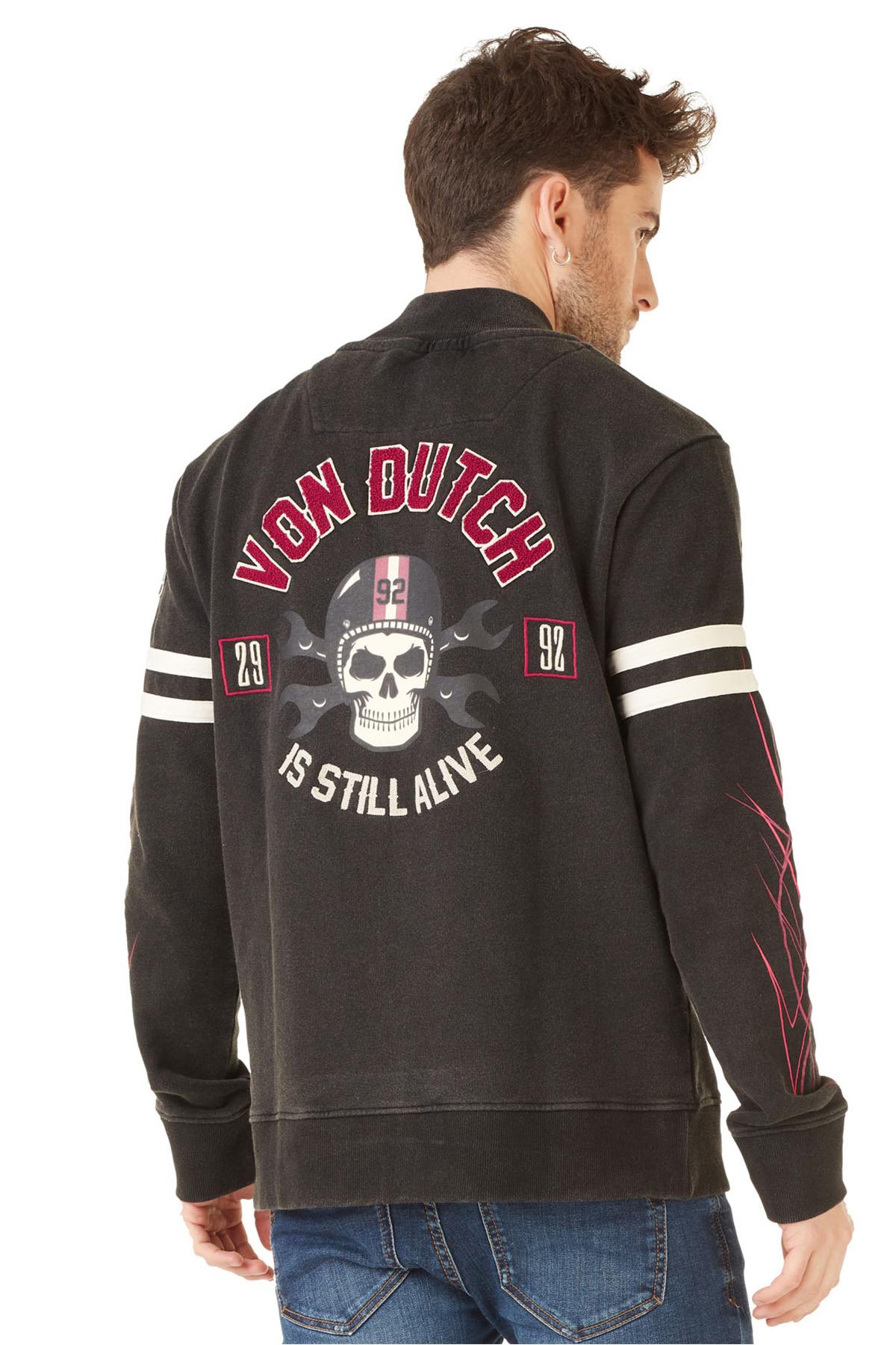 Zipped sweatshirt with embroidery and patch - Image n°1