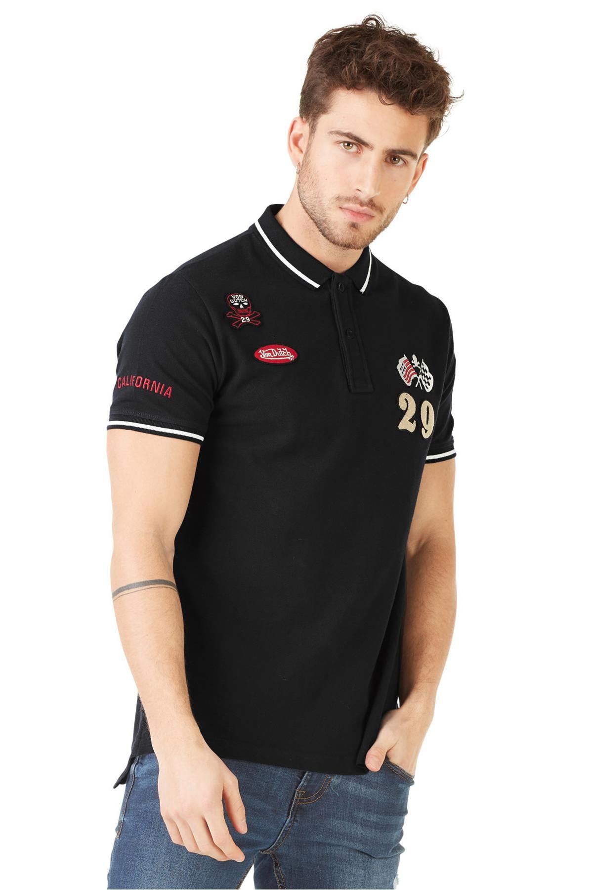 Chic black polo shirt with patches - Image n°4