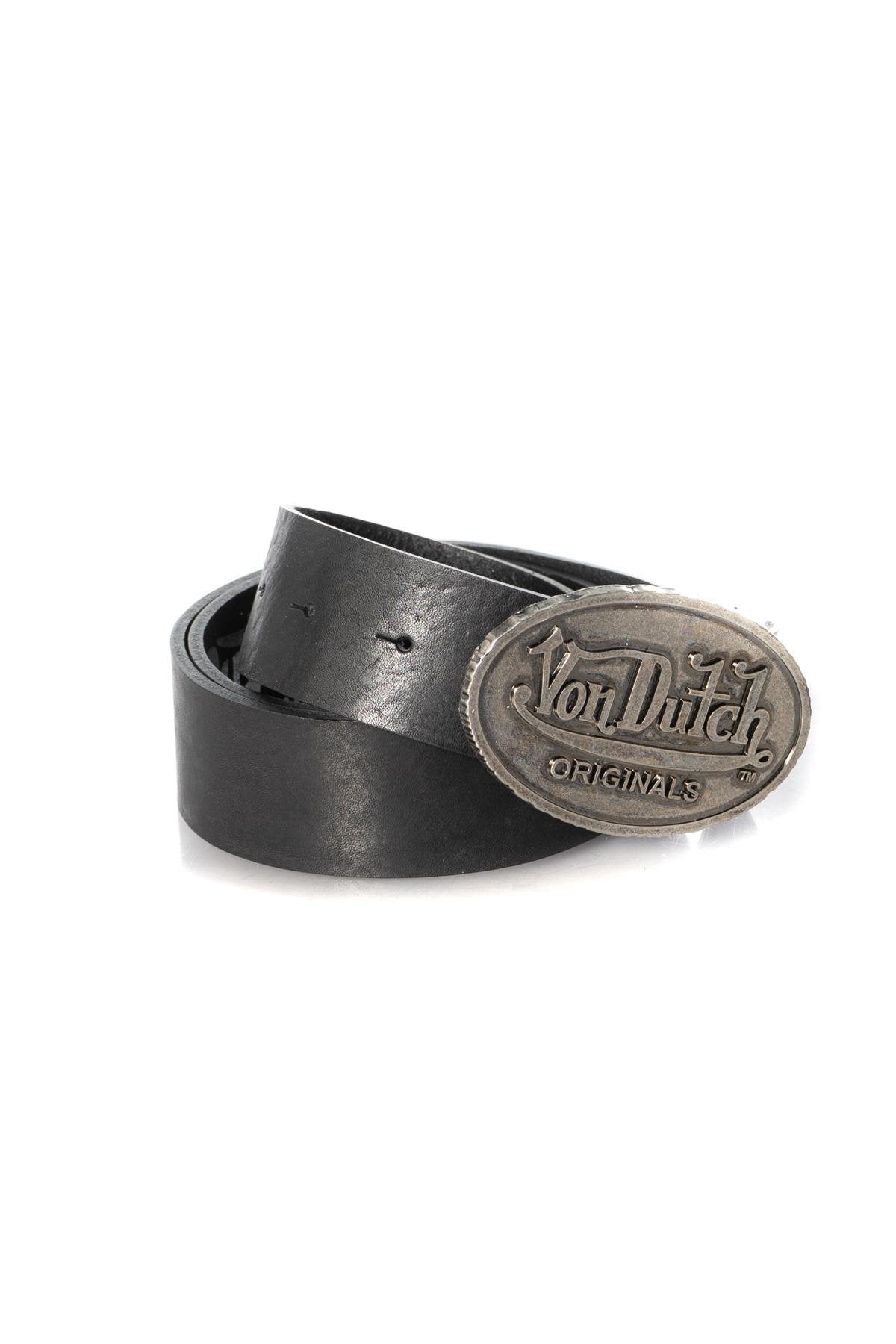 Men's black leather belt - Image n°1