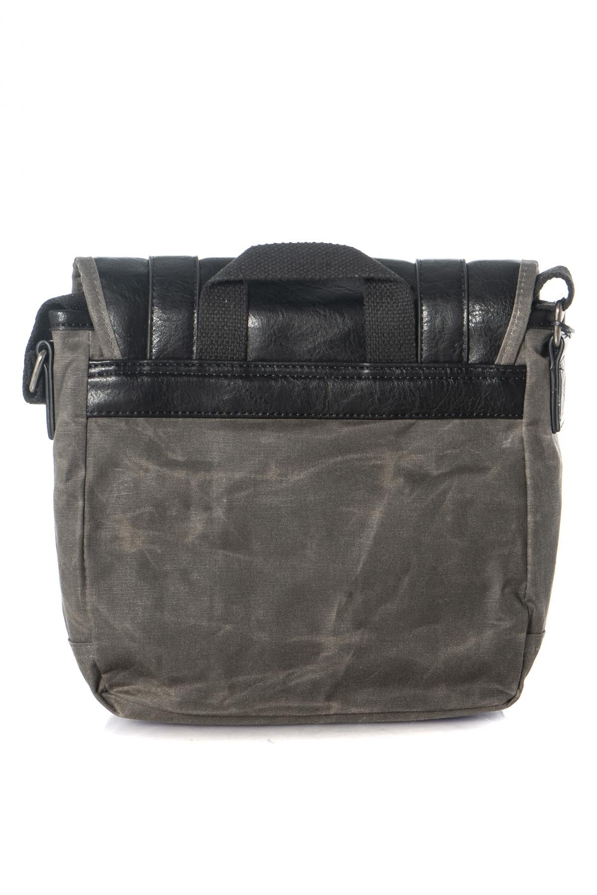 Gray and black bi-material shoulder bag - Image n°2