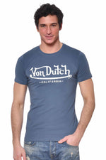 Men's blue t-shirt with chest logo - Image n°1