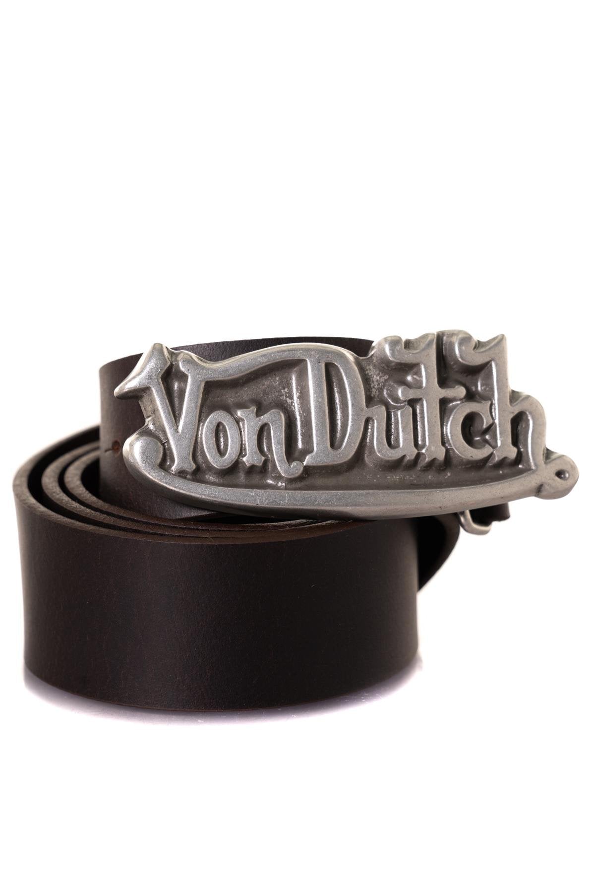 Leather belt with von dutch buckle - Image n°1