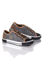 Kaporal men's black and camel canvas sneakers - Image n°1