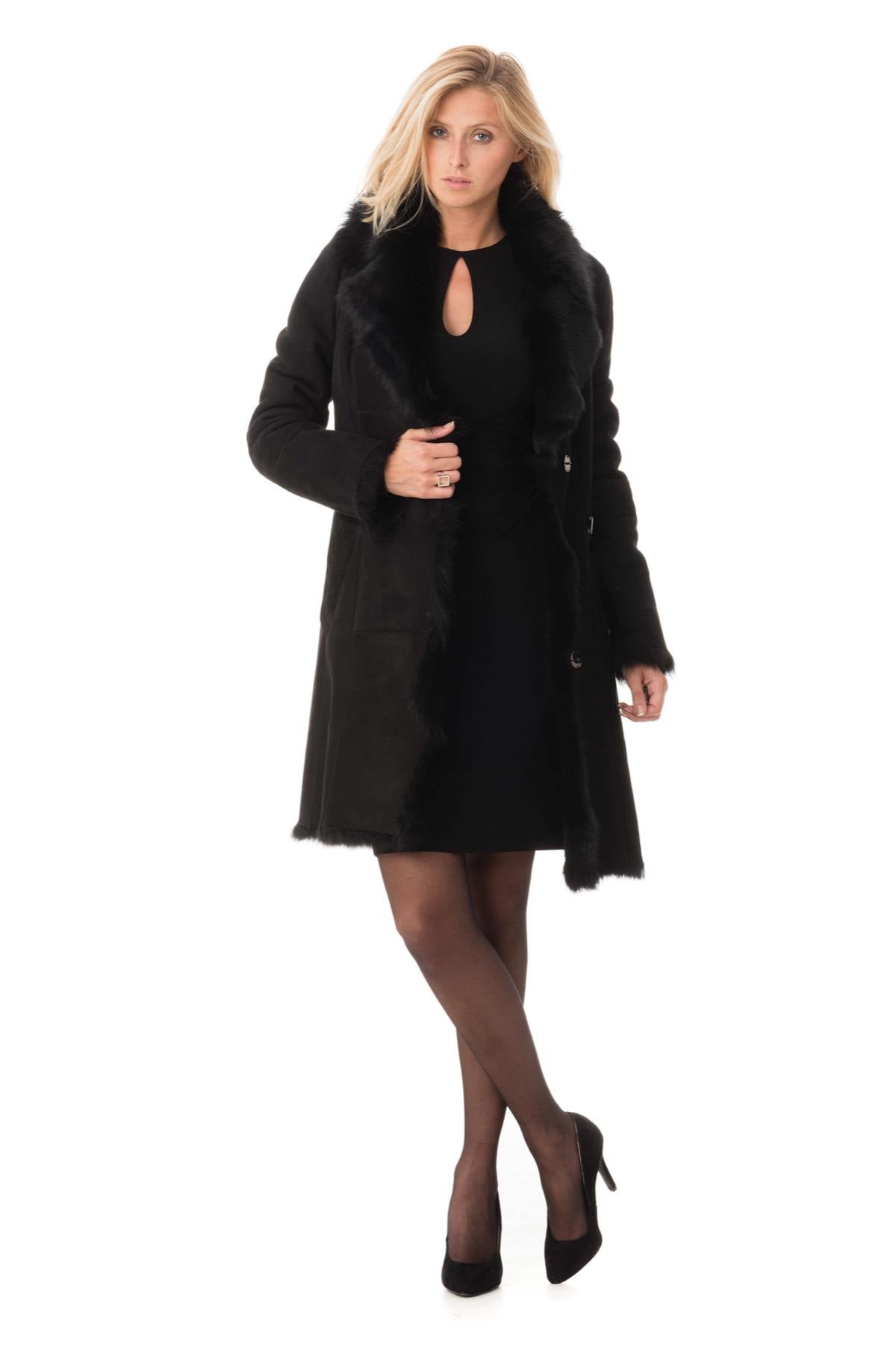 Black shearling coat - Image n°4