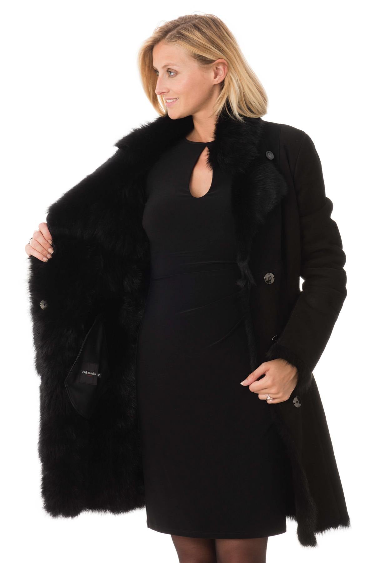 Black shearling coat - Image n°6