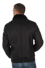 Men's navy blue shearling aviator - Image n°7