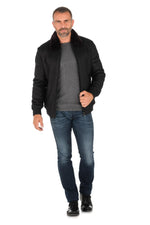 Men's navy blue shearling aviator - Image n°2