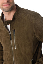 Khaki goatskin leather jacket - Image n°6