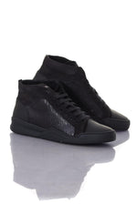 Black leather high top sneakers - Image n°1