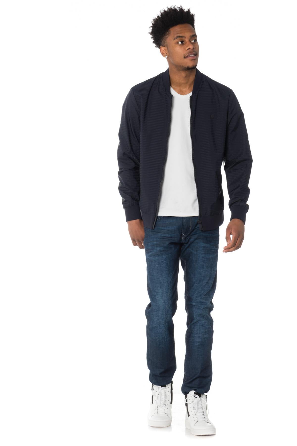 Men's navy blue striped jacket - Image n°2