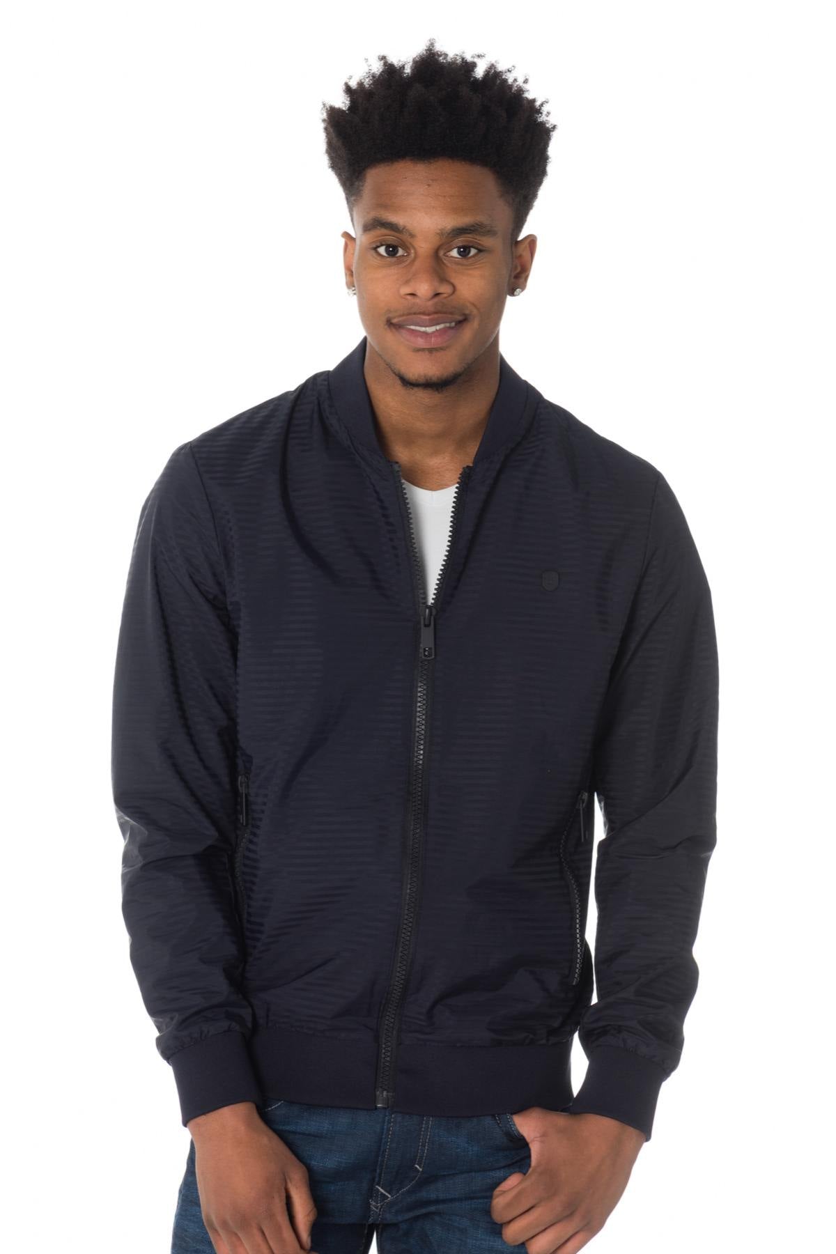Men's navy blue striped jacket - Image n°1