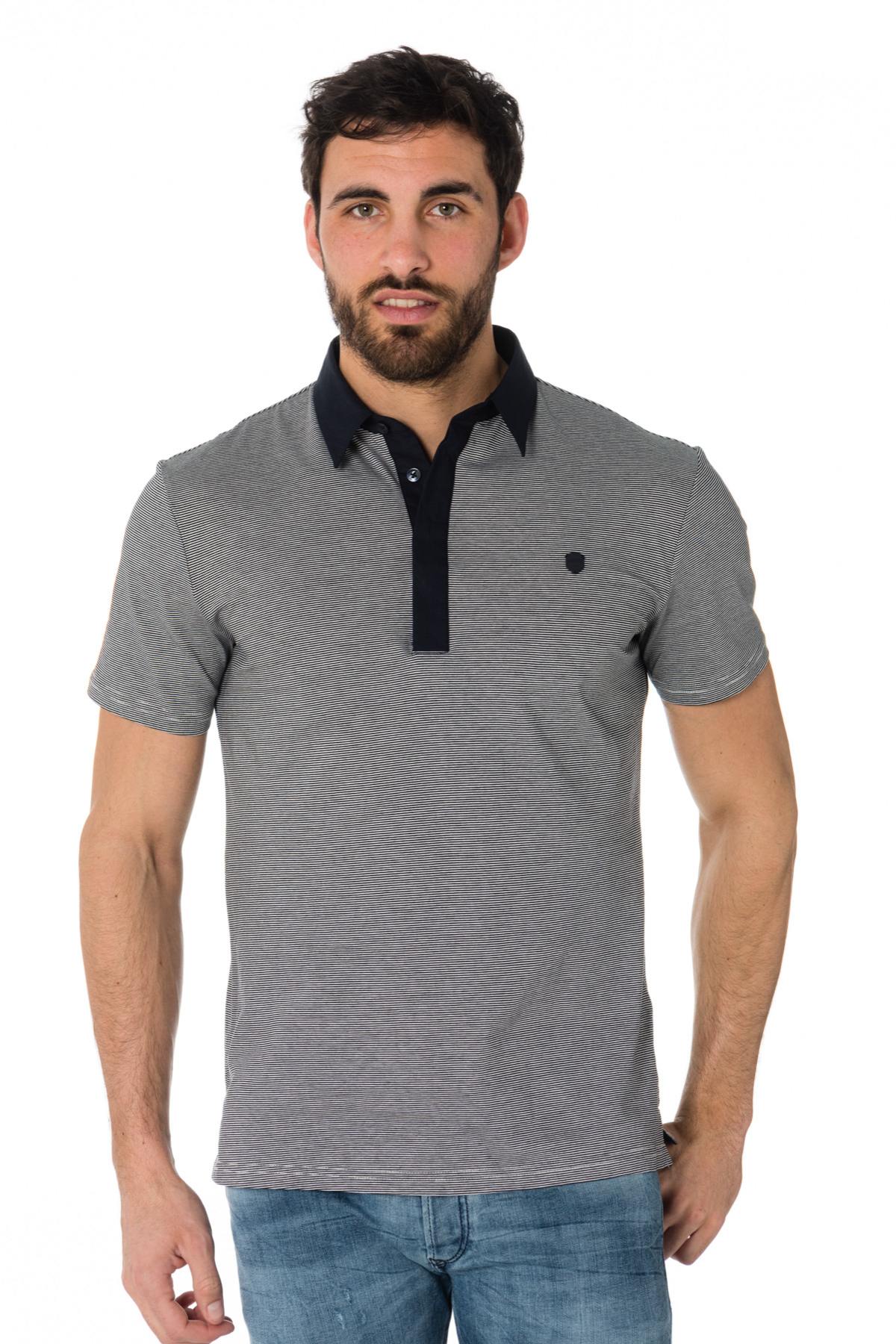 Antony Morato dark blue striped polo shirt - Image n°1