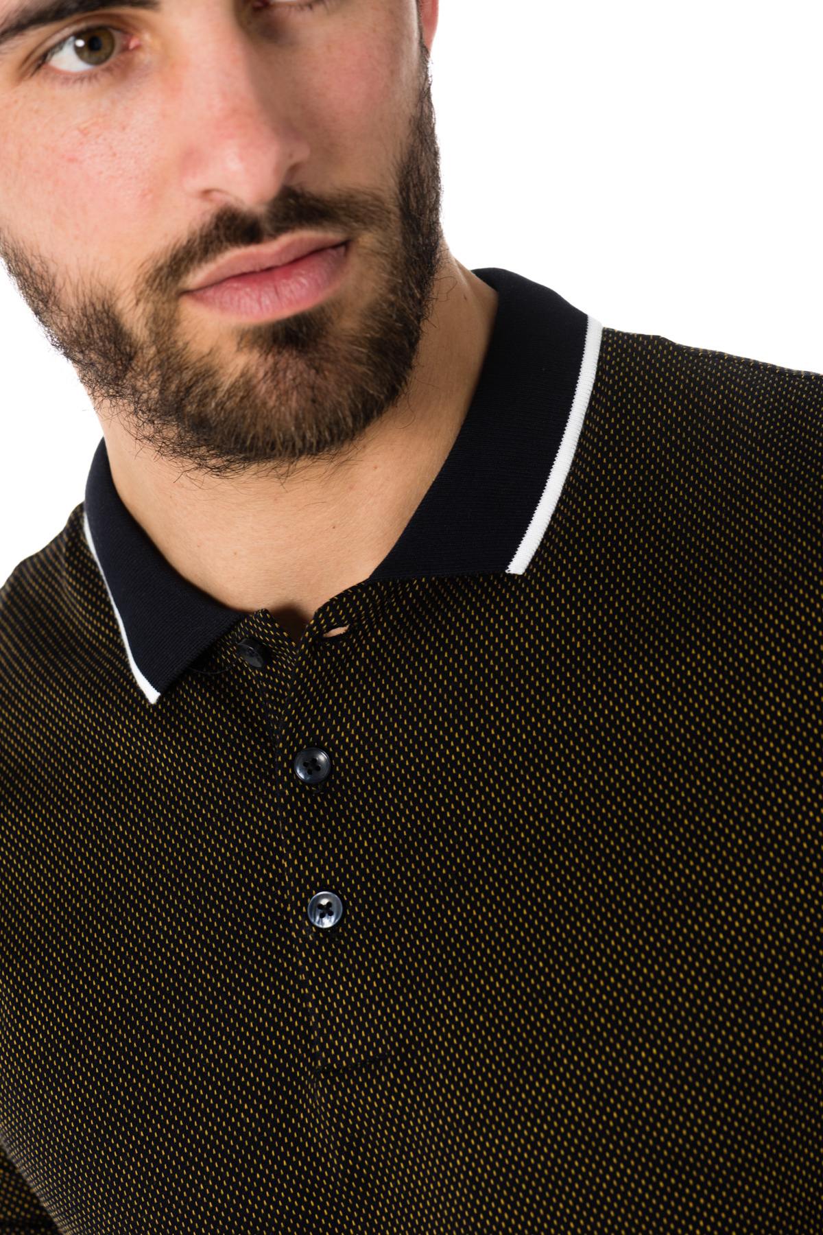 Navy blue polo shirt with yellow Antony Morato print - Image n°4