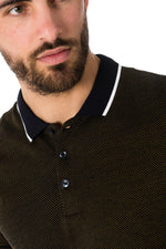 Navy blue polo shirt with yellow Antony Morato print - Image n°4