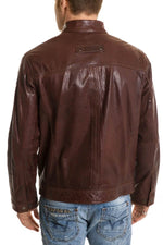 Men's Camel Active Burgundy leather jacket - Image n°5