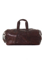 large men's bag in aged brown leather - Image n°1