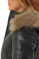 Women's black lambskin down jacket - Image n°6