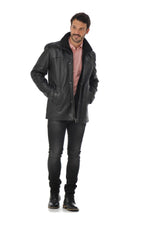 Men's Daytona Coat in Black Cowhide Leather - Image n°2