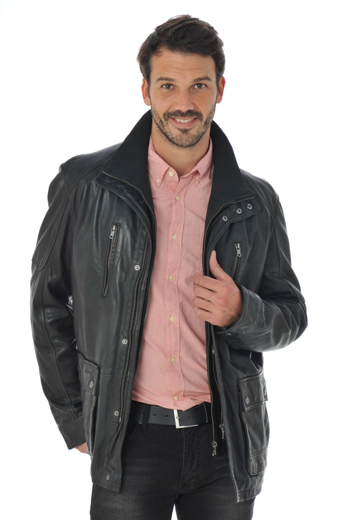 Men's Daytona Jacket in Black Lambskin - Image n°1