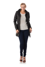 rose garden women's jacket in black lambskin - Image n°2