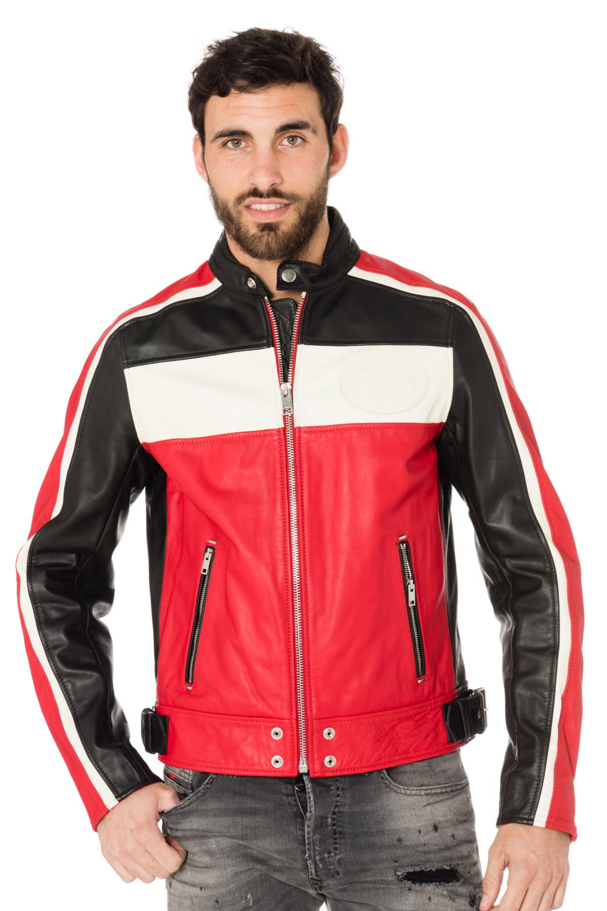 Black, red and white biker jacket - Image n°4