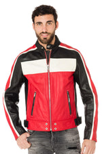 Black, red and white biker jacket - Image n°4