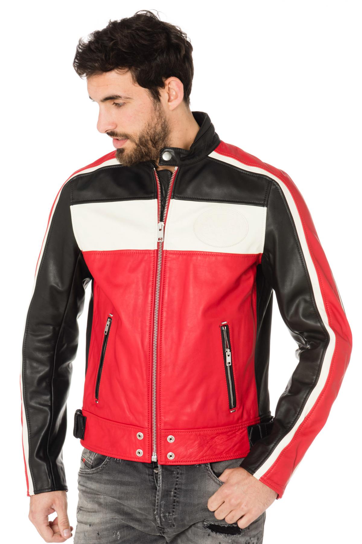 Black, red and white biker jacket - Image n°3