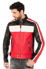 Black, red and white biker jacket - Image n°3