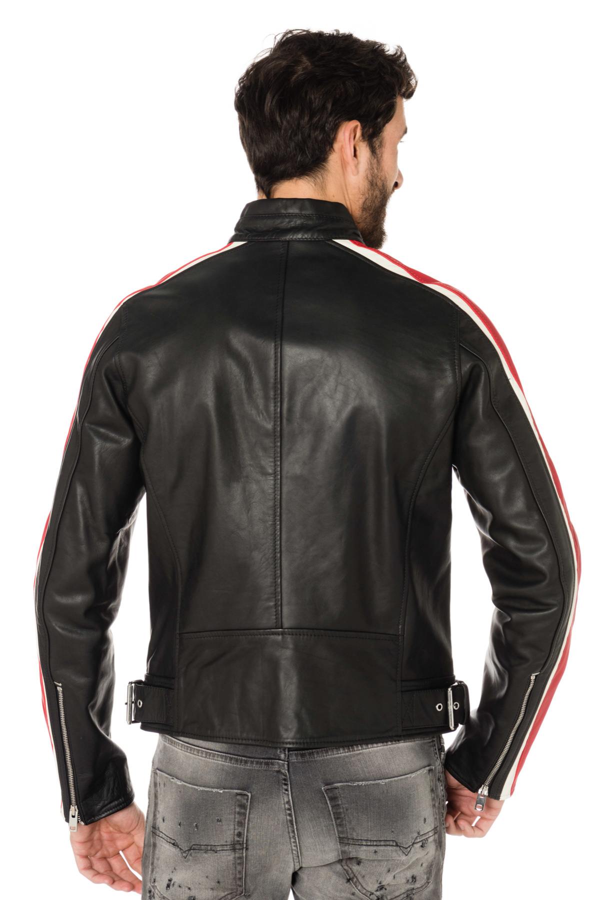 Black, red and white biker jacket - Image n°5