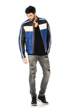 Diesel tricolor biker blue jacket - Image n°2