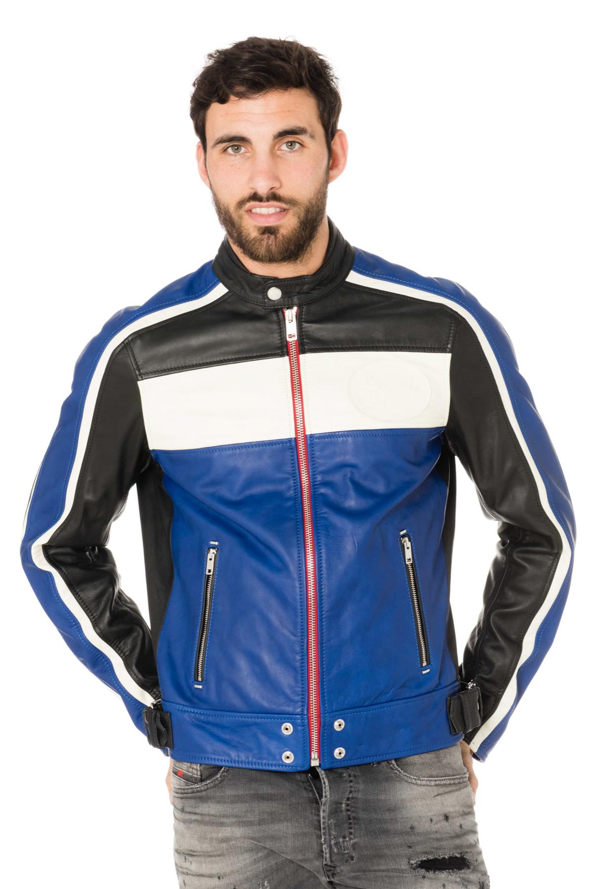 Diesel tricolor biker blue jacket - Image n°3