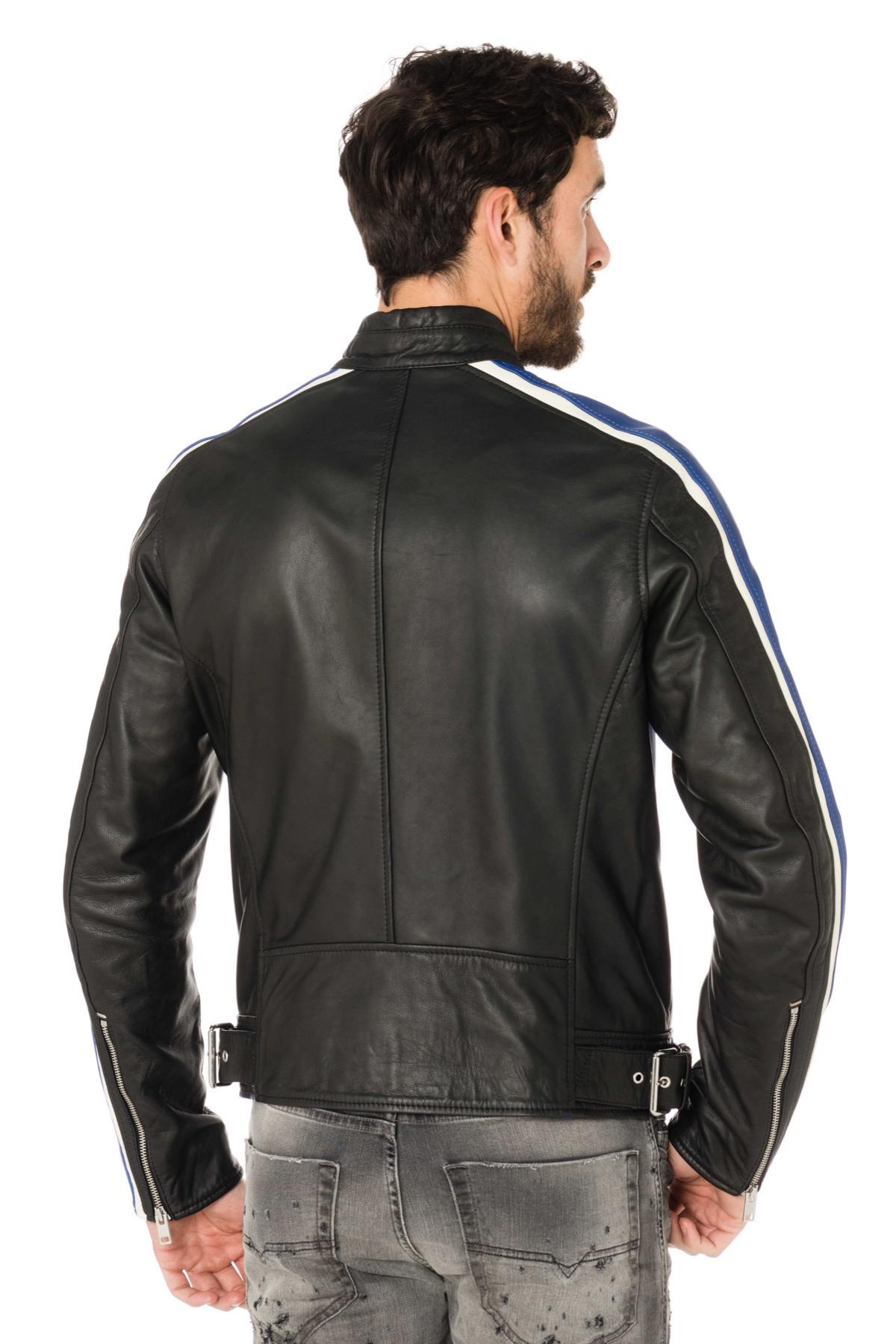 Diesel tricolor biker blue jacket - Image n°4
