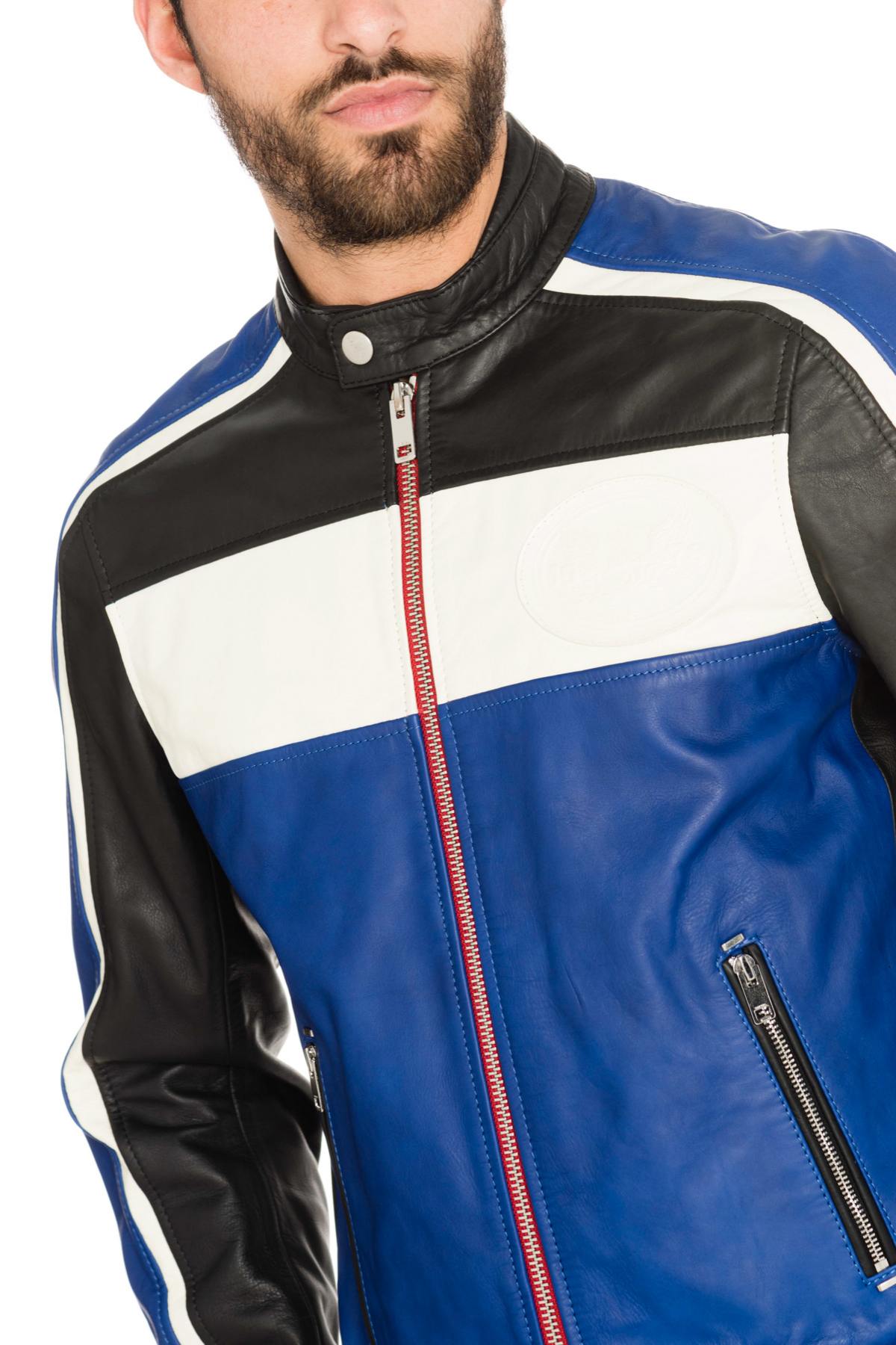 Diesel tricolor biker blue jacket - Image n°6