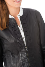 Enato women's leather jacket in navy color - Image n°6