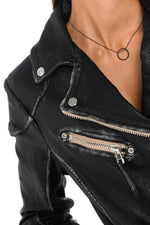 Women's perfecto in black lambskin vintage look - Image n°8