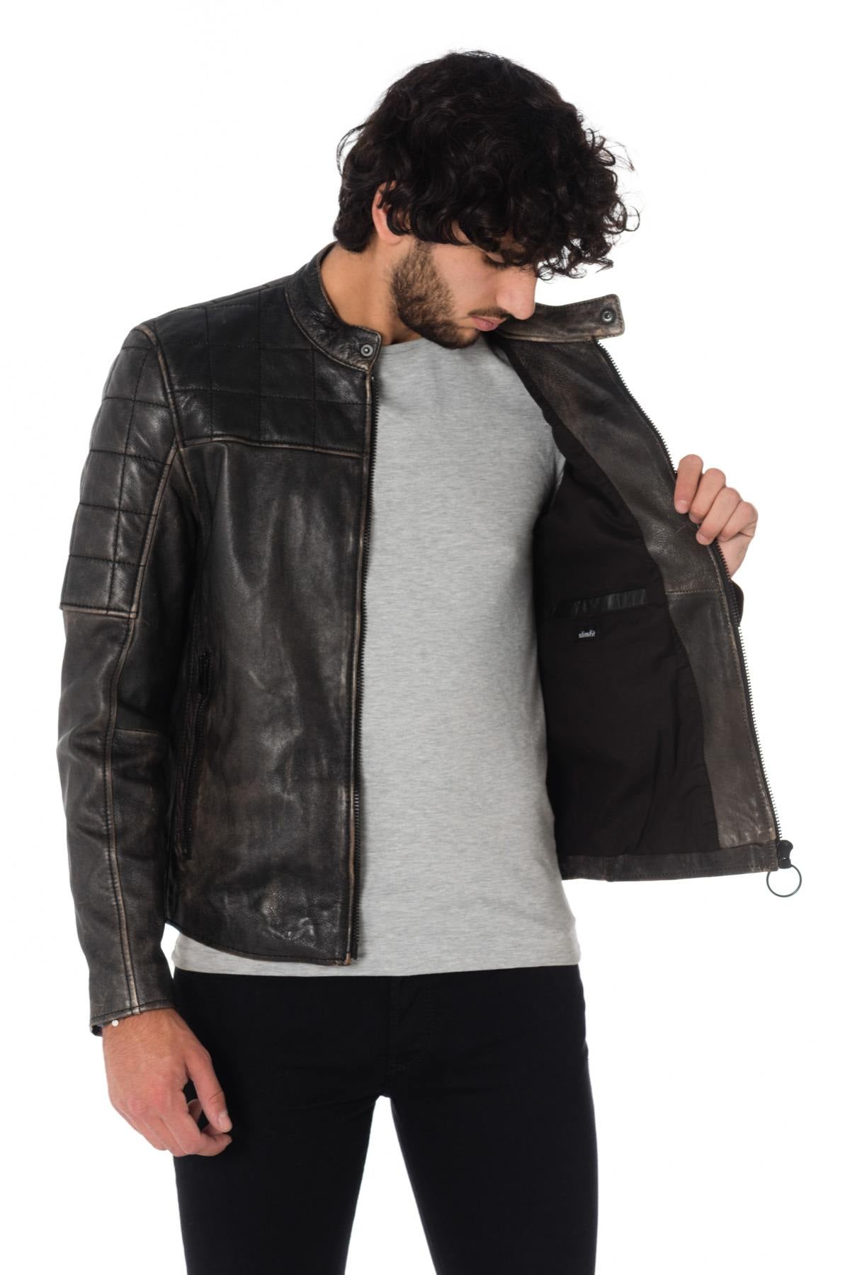 Gipsy Distressed Black Leather Biker Jacket - Image n°6