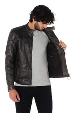 Gipsy Distressed Black Leather Biker Jacket - Image n°6