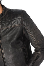 Gipsy Distressed Black Leather Biker Jacket - Image n°5