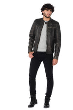 Gipsy Distressed Black Leather Biker Jacket - Image n°2
