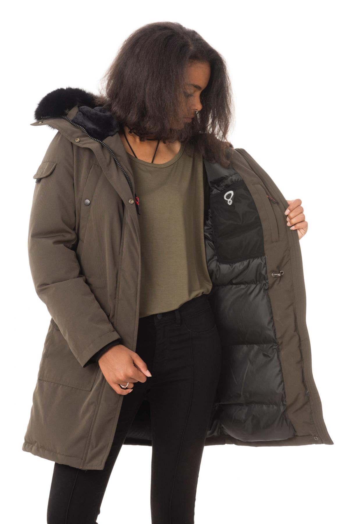 Long Helvetica women's winter down jacket - Image n°4